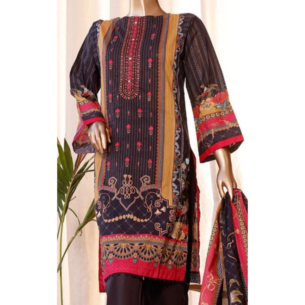 Bin Saeed Cotton Embroidered Floral Ready Made Lawn Dress XL